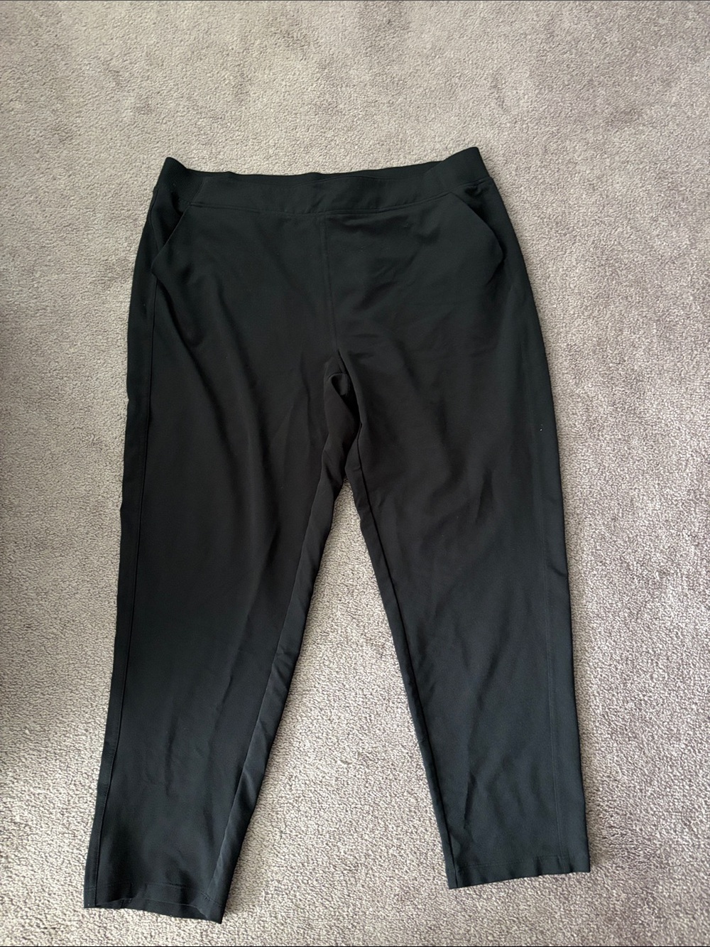 Women’s Black Cropped Ponte Pants - Comfortable Ankle Trousers Size XL